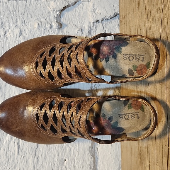 Taos Faith‎ Women's Brown Leather Slingback Low Heel Closed Toe Shoes Size 39 - Picture 7 of 16